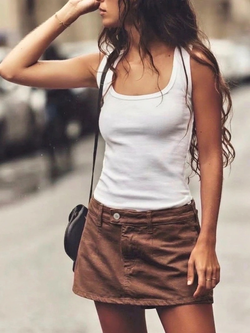 We the Free Gallivanting Peekaboo Brown Skort